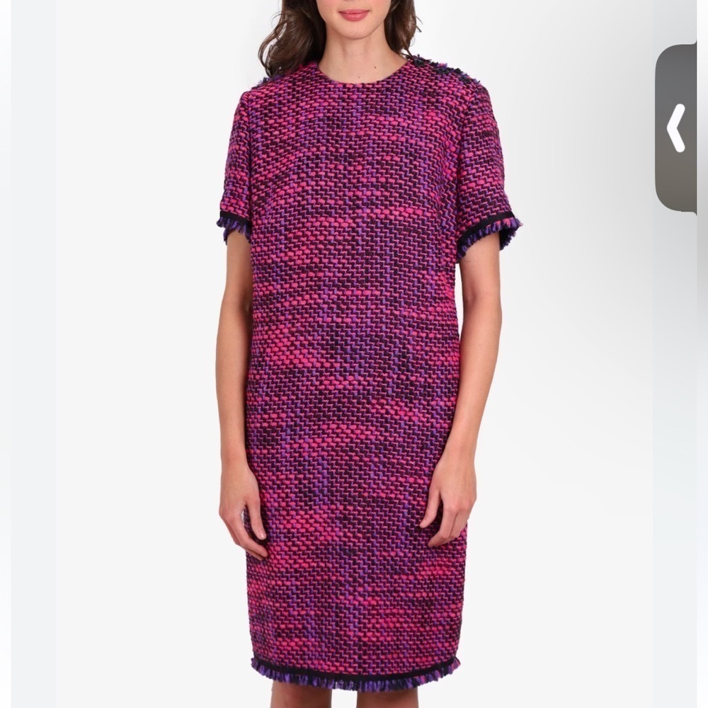 Escada Pink and Purple Tweed Shift Dress